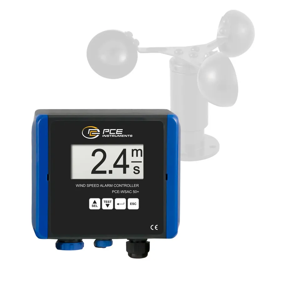 PCE Instruments PCE-WSAC 50+ 24 Misuratore di Velocità del Vento con Registrazione Dati