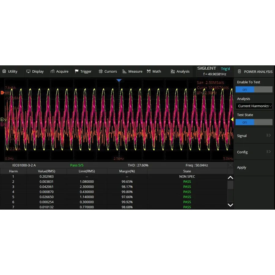 Software di Analisi della Potenza Siglent SDS3000HD-PA