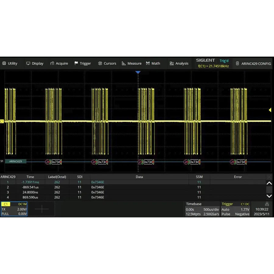 Software di Decodifica ARINC429 Siglent SDS6000Pro-ARINC