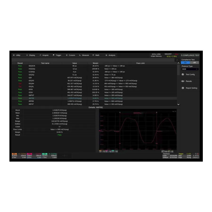 Software di Test di Conformità Siglent SDS7000A-CT-DDR DDR2/DDR3
