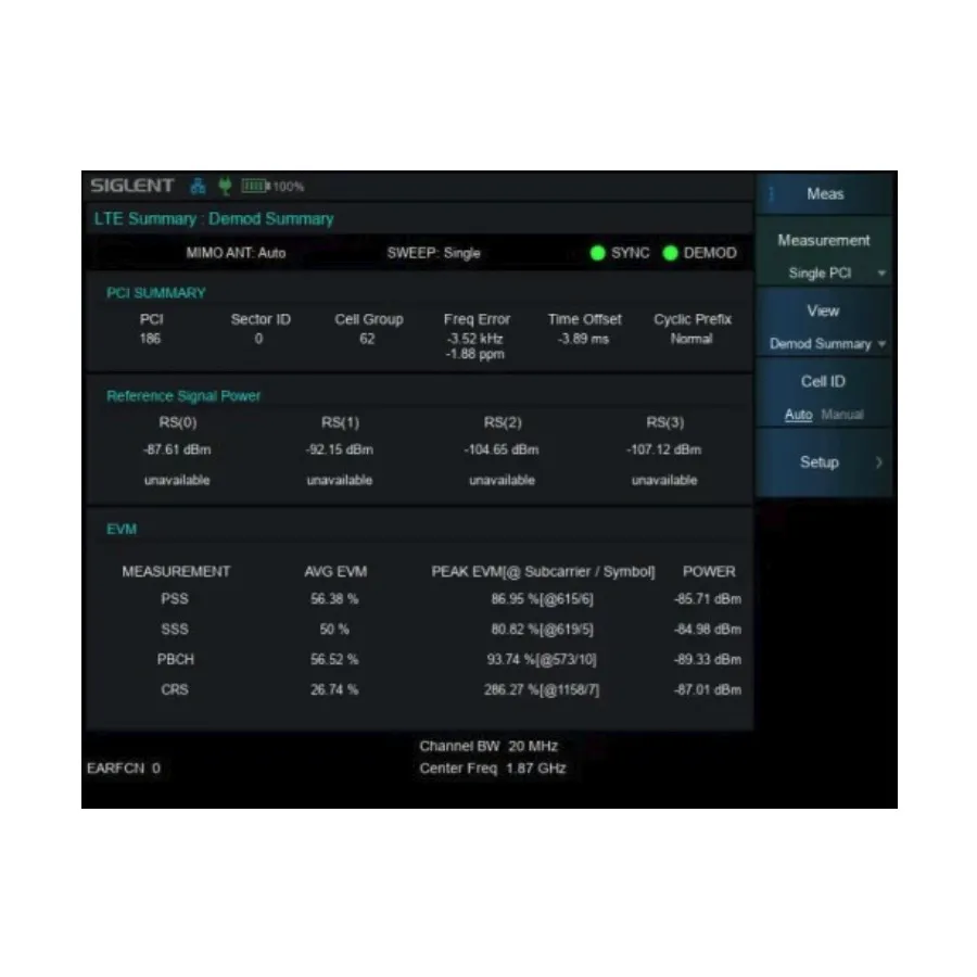 Opzione di misurazione LTE TDD/FDD OTA Siglent SHA860-LTE