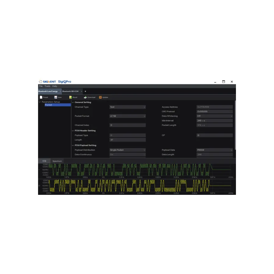 Software Siglent SigIQPro-BT per la generazione di segnali Bluetooth