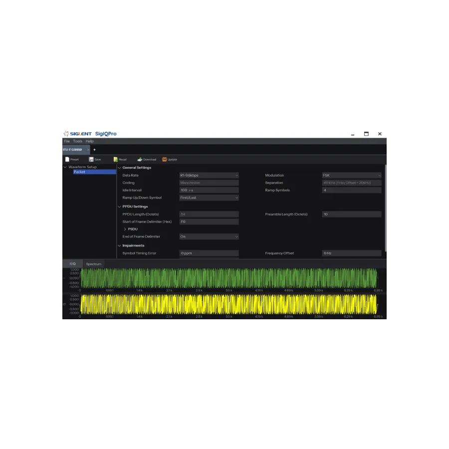 Software Siglent SigIQPro-IOT per la generazione di segnali IoT