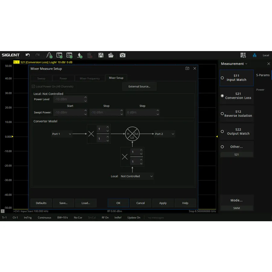 Software di Misura Scalar Mixer Siglent SNA6000-SMM