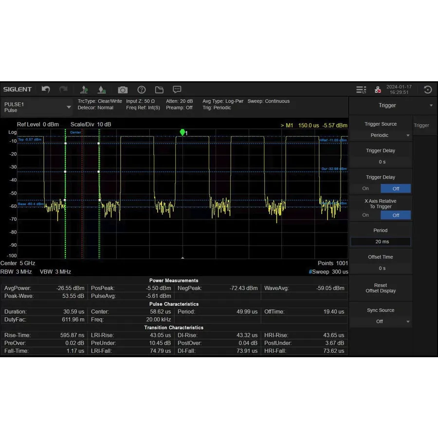 Software di misurazione dei segnali di impulso Siglent SSA5000-PU